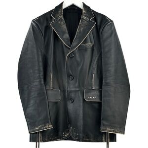 EYTYS Black Cameron Leather Jacket - Grained Faded Leather Blazer Jacket sz S